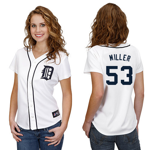 Justin Miller #53 mlb Jersey-Detroit Tigers Women's Authentic Home White Cool Base Baseball Jersey